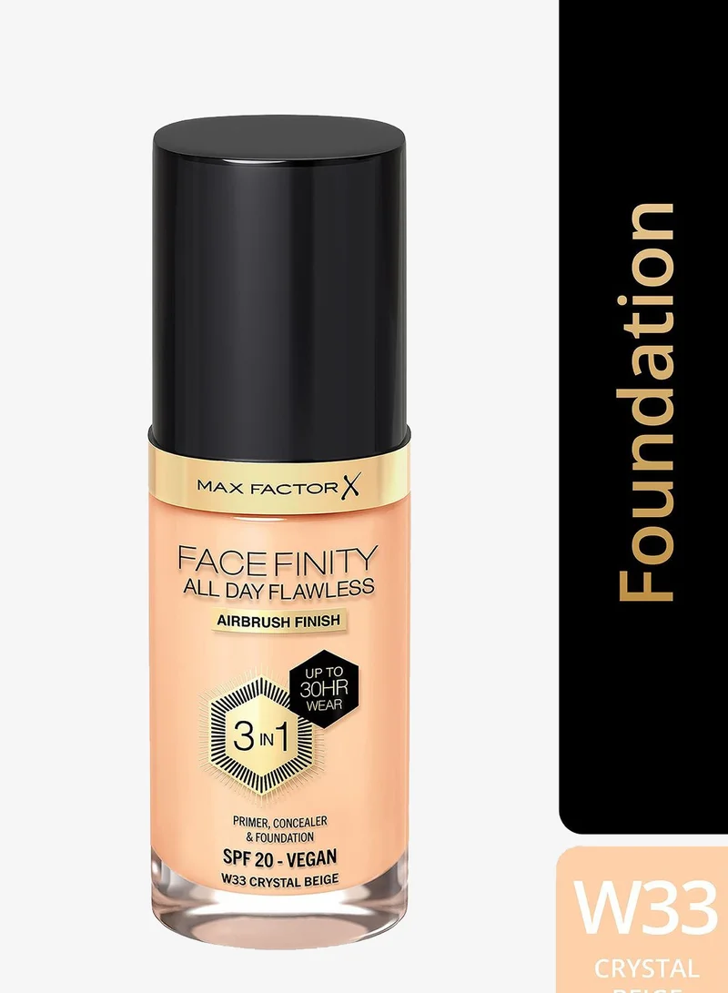 Max Factor W33 Crystal Beige Max Factor Facefinity All Day Flawless Foundation - W33 Crystal Beige, 30ml for Women | Best Price UAE